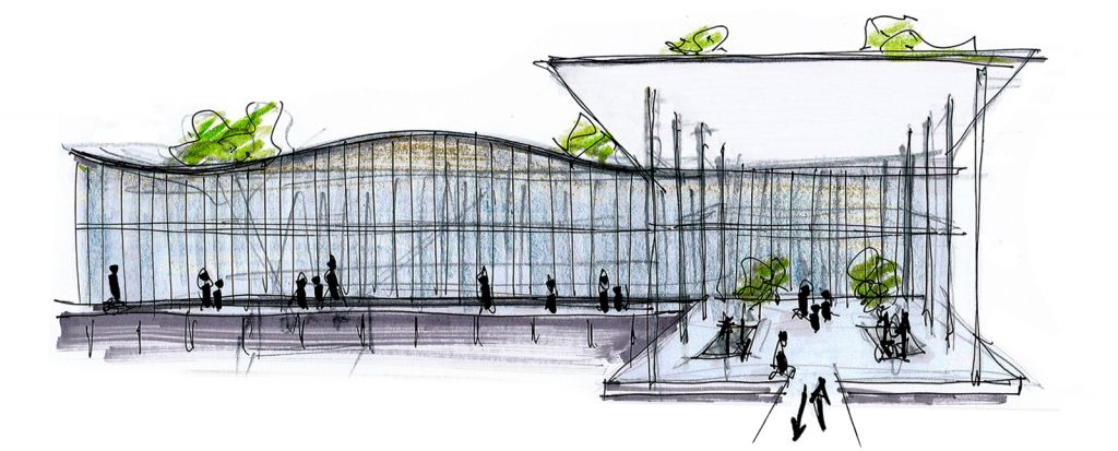 Pierattelli Architetture - studio architettura firenze - studio di architettura - architettura sostenibile - progetto di architettura - concept architettura - edificio sostenibile - polo di convergenza turistica - civitavecchia porto - the wave - schizzo architettura - schizzo prospetto