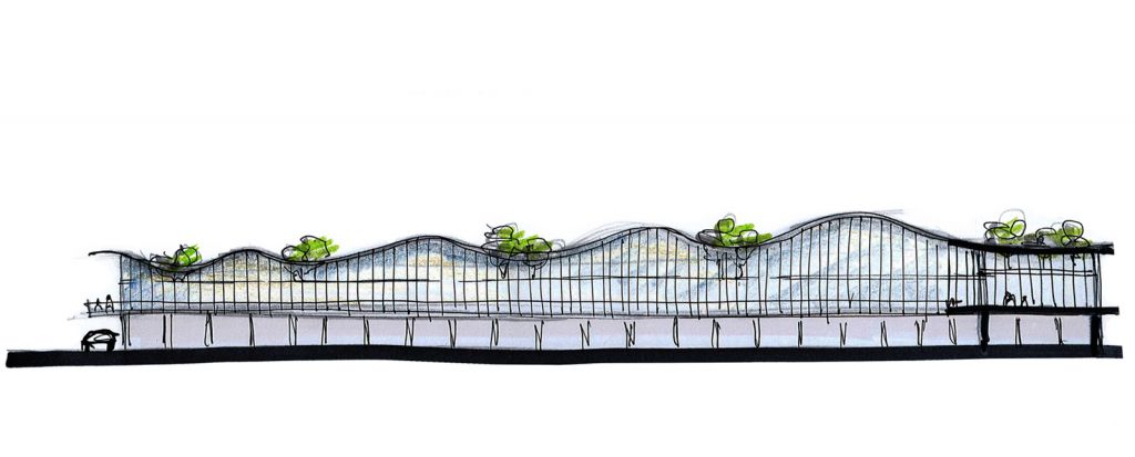 Pierattelli Architetture - studio architettura firenze - studio di architettura - architettura sostenibile - progetto di architettura - concept architettura - edificio sostenibile - polo di convergenza turistica - civitavecchia porto - the wave - schizzo architettura - schizzo prospetto